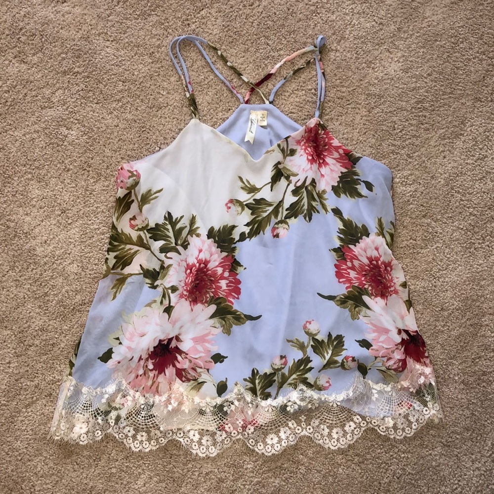 Chenault Floral Blue and Pink Blouse